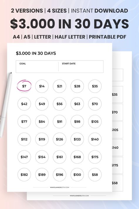 1 Month Money Saving Challenge, 60 Day Savings Challenge, 3000 In 30 Days, 3000 Savings Challenge, 30 Day Savings Challenge, Wealthy Woman, Saving Money Chart, Money Chart, Money Saving Methods