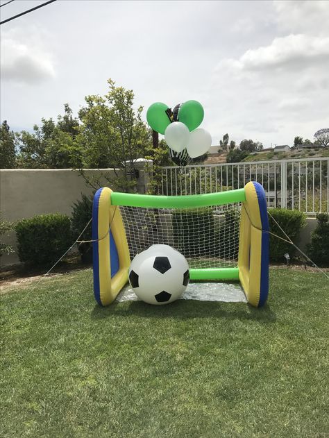 Indoor Soccer Party Ideas, Soccer Team Birthday Party, Soccer 2nd Birthday Party, Soccer Birthday Party Food, 1st Birthday Soccer Theme, Soccer Pool Party, Soccer Birthday Games, Soccer 1st Birthday Baby Boy, Soccer Bday Party Ideas