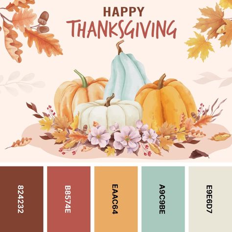 30 Thanksgiving Color Palettes for Rustic Designs - Color Meanings Non Traditional Fall Colors, Color Schemes Colour Palettes Hex Codes, Fall Pallet Ideas Color Palettes, Color Palettes For Coloring Books, Harvest Colour Palette, Bumble Bee Color Palette, Celebration Color Palette, October Colour Palette, Art Color Pallets