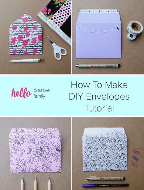 Diy Enevolpes, How To Make An Envelope Out Of Cardstock, Diy 5x7 Envelope, How To Make Card Envelopes, Diy Birthday Card Envelope, Folding Envelopes Diy Paper, Ideas For Scrapbook Paper, What To Do With Scrapbook Paper, Things To Do With Scrapbook Paper