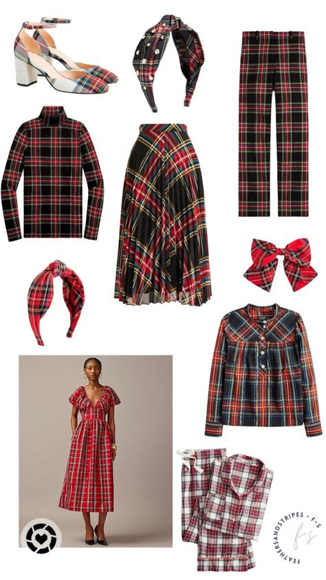 Christmas outfits, holiday outfits, christmas dress, plaid dress, tartan Tartan Christmas Outfit, Christmas Glam Outfit, Christmas Plaid Outfit, Plaid Christmas Outfit, Red Tartan Dress, Tartan Plaid Christmas, Tartan Plaid Dress, Holiday Blouses, Christmas Attire