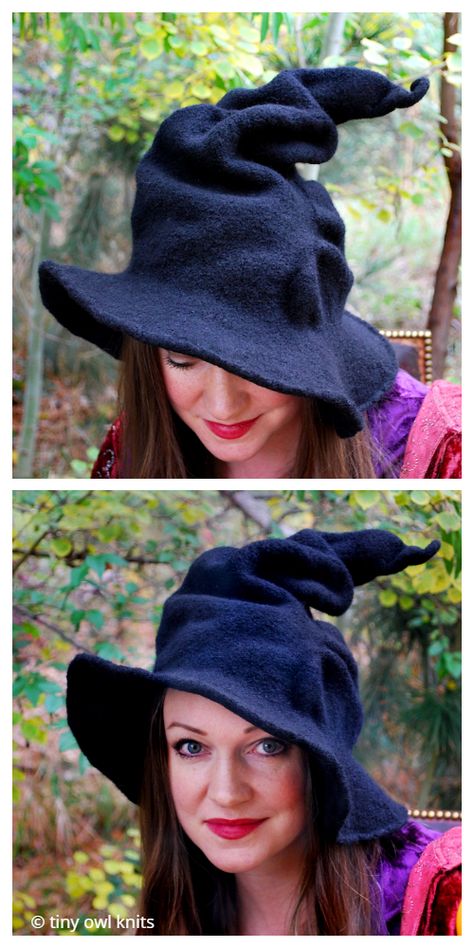 Halloween Witch Hat Free Knitting Patterns & Paid - Knitting Pattern Witch Knitting, Halloween Knitting Patterns, Halloween Knitting, Felt Witch Hat, Hat Patterns Free, Knitting Patterns Free Hats, Hat Knitting, Crochet Fall, Halloween Crochet