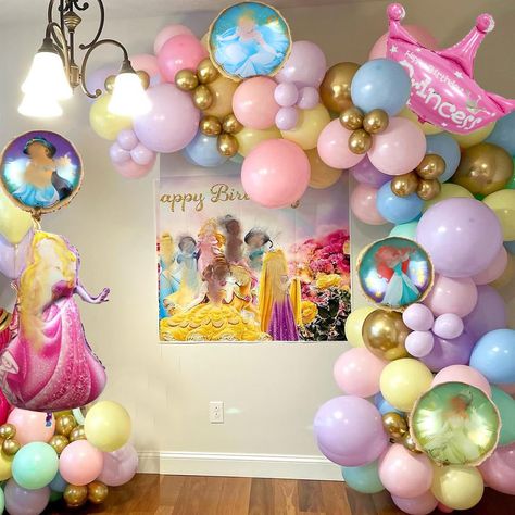 PRICES MAY VARY. The Princess balloon arch kit includes: 12inch balloons 15pcs 10 inche balloons 40pcs.5 inch balloons 48pcs. Princess aluminum foil balloons 6pcs.16-ft balloon chain and 100 balloon glue points,very suitable for party decoration. High-quality materials: All balloons are made of natural latex, thick and strong, non-toxic and harmless. All materials are made of high-quality, safe, very durable, non-toxic and reusable materials. Simple decoration: using the tools we provide, making