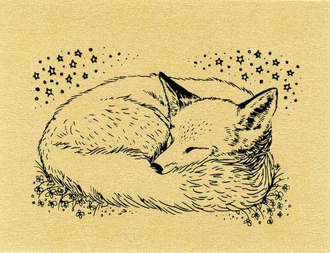 Sleeping fox drawing Fox Sleeping, Sleeping Drawing, Fox Drawing, Fox Illustration, Fox Tattoo, Tiny Tattoo, Fox Art, Arte Animal, Art And Illustration