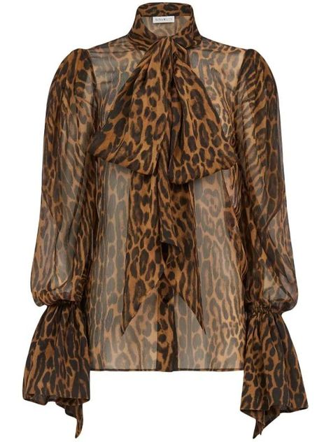 Animal Print Shirt Outfit, Silk Blouse Outfit, Valentino Blouse, Fall Blouses, Nfr Outfits, 2piece Outfits, Bow Tie Dress, Animal Print Shirts, Bow Collar