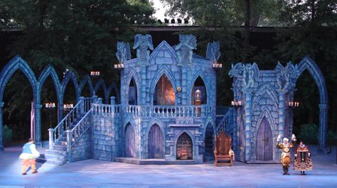 Beauty & the Beast, MUNY Production Photos Sleeping Beauty Set Design, Scene Design Theater, Palace Set Design, Castle Set Design Theatre, Beauty And The Beast Musical Set, Medieval Set Design, Beauty And The Beast Set Design, Castle Set Design, Broadway Set Design