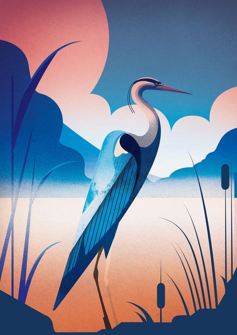 Charlie Davis, Afrique Art, Soyut Sanat Tabloları, Lukisan Cat Air, Blue Heron, Arte Animal, Art And Illustration, Bird Illustration, Illustration Artwork