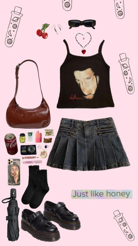 #ootd #styledbynat #outfitinspo #deftones Deftones Outfit Aesthetic, Deftones Inspired Outfit, Deftones Shirt Outfit, Deftones Aesthetic Outfit, Deftones Clothes, Deftones Concert Outfit, Deftones Outfit, Deftones Clothes Aesthetics, Deftones Crop Top