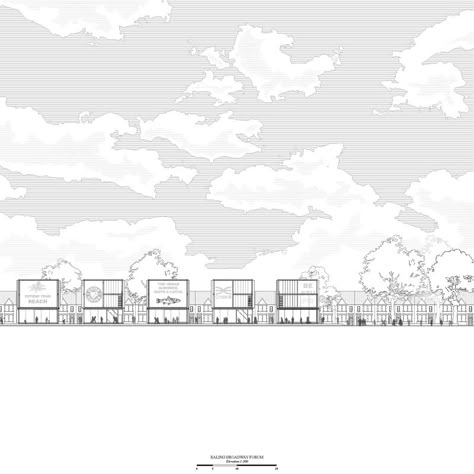 Clouds Architecture Drawing, Section Background Architecture, Architecture Section Diagram, Architecture Plans Graphics, Elevation Drawing Architecture, Architectural Elevations Drawing, Elevation Background, Architecture Elevation Drawing, Architecture Section Drawing