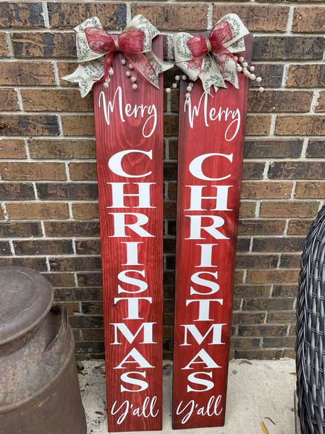 Excited to share this item from my #etsy shop: Merry Christmas sign, welcome sign, porch sign, Christmas sign, Christmas decor, porch decor, welcome sign, front door decor, porch leaner #porchdecorsigns #welcomesign #frontporchsign #entrywaysign #frontdoorsign #christmassign #christmasdecor #merrychristmasyall #merrychristmas #christmastime Christmas Decor Porch, Christmas Signs Wood Front Porches, Front Porch Entrance, Porch Sign Christmas, Welcome Sign Porch, Porch Entrance, Outdoor Christmas Diy, Welcome Sign Front Door, Dollar Store Christmas Crafts