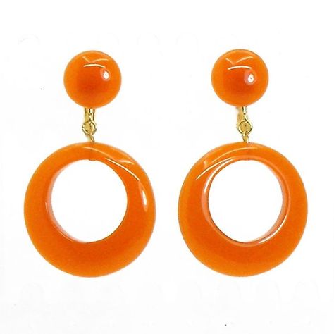 70s Accessories Jewelry, 1960s Earrings, 70s Accessories, 70s Earrings, 70s Jewelry, Dress Clips, 70s Inspired Fashion, 60s Style, Orange Earrings