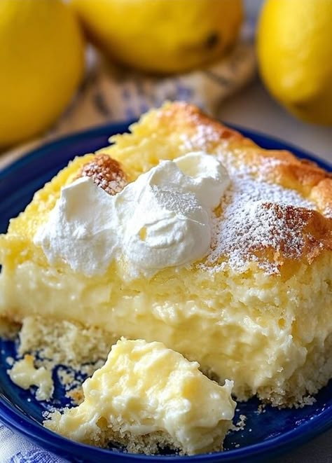 Lemon Custard Cake, Lemon Cream Cheese Dump Cake, Cream Cheese Dump Cake, Custard Cake Recipes, America Cake, Lemon Pie Filling, Lemon Custard, Bake Recipes, Custard Cake