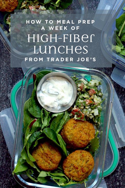 High Fiber Lunch Box Ideas, High Protein High Fiber Meals Lunches, High Fibre And Protein Meals, High Fiber Lunch Meal Prep, High Fiber Lunch Ideas For Work, Trader Joe’s High Protein Meal Prep, Fiberous Meals, Easy High Fiber Lunch Ideas, High Protein Trader Joe Meals