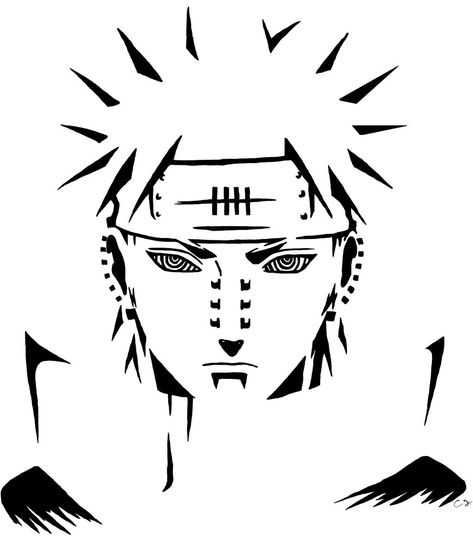 Naruto Stencil, Anime Stencil, Tato Naruto, Pain Nagato, رورونوا زورو, Naruto Tattoo, Naruto Sketch, Images Kawaii, Geniale Tattoos