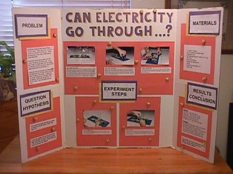 Science Fair Project Brick Science Fair Projects Electricity, Magnetic Science Fair Projects, Science Fair Board Layout, Kids Science Fair Projects, Science Fair Board, Science Fair Experiments, Science Fair Projects Boards, Science Electricity, School Science Projects