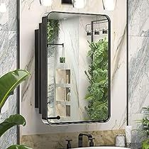 Bathroom With Mirror, Black Medicine Cabinet, Mirror Texture, Bathroom Mirror Storage, Surface Mount Medicine Cabinet, Recessed Medicine Cabinet, Space Saving Bathroom, Medicine Cabinets, Stainless Steel Cabinets