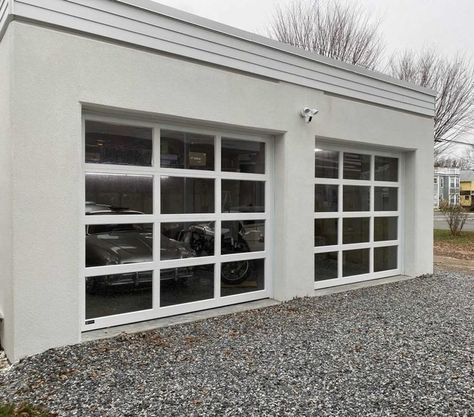 Clear Garage Doors, Chi Garage Doors, Double Garage Door, Metal Garage Doors, Glass Garage, Garage Door Windows, Garage Door Panels, Overhead Garage Door, Glass Garage Door