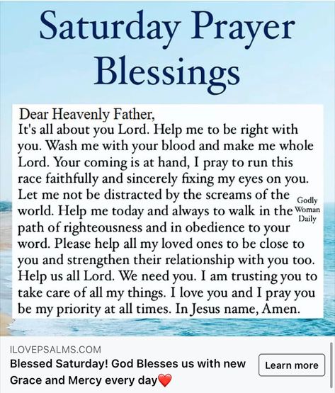 Godly Woman Daily on Instagram: “Saturday Blessings! - Go to link in bio to read Encouraging word. Don’t miss. Stay encouraged and blessed! 🤍” Prayer Quotes Positive, Prayer Before Sleep, Stay Encouraged, Good Morning Prayer Quotes, Saturday Blessings, Morning Quotes For Friends, Saturday Quotes, Blessed Week, Spiritual Warfare Prayers