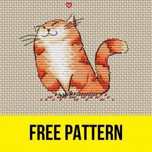 Cat In Love, Free Cross Stitch Pattern, Free Cross Stitch Patterns, Cat Cross Stitches, Unique Cross Stitch, Cross Stitch Tutorial, Cross Stitch Freebies, A Cute Cat, Cat Cross Stitch Pattern