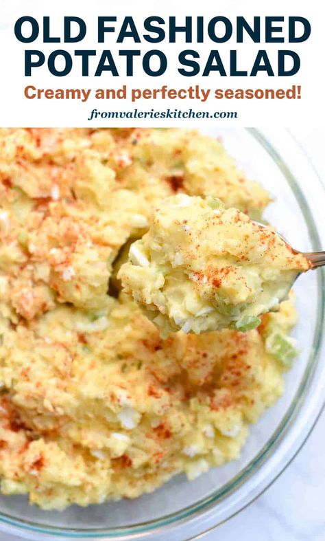 This Old Fashioned Potato Salad recipe is my version of the classic American potluck dish. Tender potatoes with a creamy, perfectly seasoned dressing. This fail-proof recipe is one of my old favorites! Potato Salad With Evaporated Milk, Potatoe Salad Recipe Easy, Mashed Potatoe Salad Recipe, Potato Salad For 50 People Recipes For, Vintage Potato Salad Recipe, Best Potato Salad Recipe With Egg, Zesty Potato Salad, Worlds Best Potato Salad, African American Potato Salad