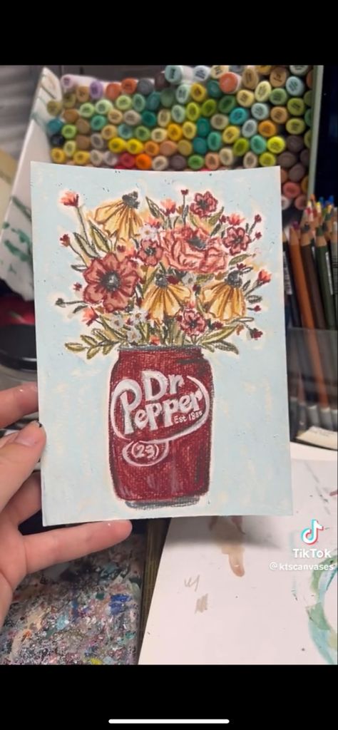 by- ktscanvases on TikTok Dr Pepper Crafts, Dr Pepper Painting, Dr Pepper Drawing, Friendship Bracelets Designs, Dr Pepper, Flower Drawing, Fun Things, Bracelet Designs, Drawing Ideas