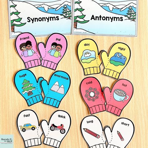 ❄ Synonym & Antonym Mitten Match! Target vocabulary skills with this Print + Digital resource in my TPT store. Students will match 15 synonym pairs and 15 antonym pairs using hands-on activities. Multiple versions of the mittens are included so you can differentiate instruction for a variety of grade levels. ❄ Check it out at the link in my story or bio! #speechpathology #speechtherapist #schoolslp #winter #kindergartenteacher #slp2be #SLP #speechlanguagetherapy #kindergarten #speechth... Synonyms Activities, Antonym Activities, Antonyms Activities, Synonym Activities, School Slp, Synonyms And Antonyms, Differentiated Instruction, Speech Pathology, Speech Language Therapy