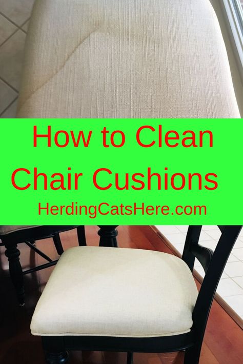 I was tired of having to clean my dining room cushions - every time my grandkids came over. Check out my solution! Cleaning Fabric Chairs, Clean Dining Room, Fabric Kitchen Chairs, Bar Stool Cushions, Fabric Dining Room Chairs, Dining Room Chair Cushions, Fabric Bar Stool, Dining Chair Upholstery, Cleaning Fabric