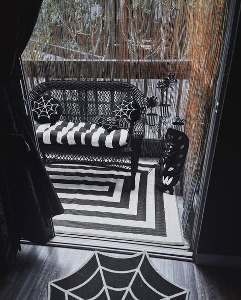 Dark, Spooky, Macabre & More | add some spooky to your yard this year🕸️🕷️⚰️🖤 | Facebook Wall Design Home, Coffee Bar Wall, Goth Houses, Gothic Room, Spooky Home Decor, Dark Home Decor, Spooky House, Aesthetic Home Decor, Goth Home