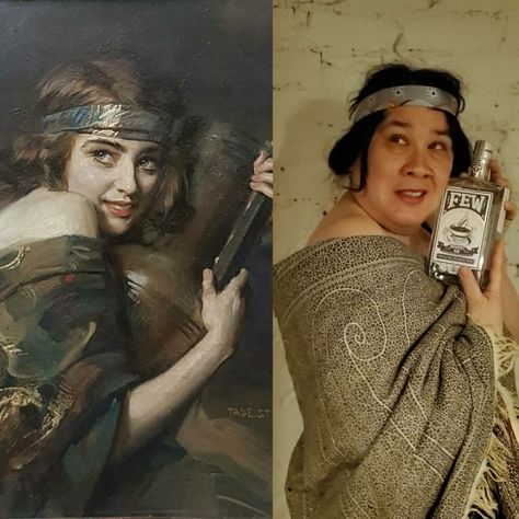 Art Recreation Challenge, Art Appropriation Paintings, Photo Appropriation, Art Appropriation Ideas, Old Famous Paintings, Art Appropriation, Art Recreation, Appropriation Art, Tableaux Vivants