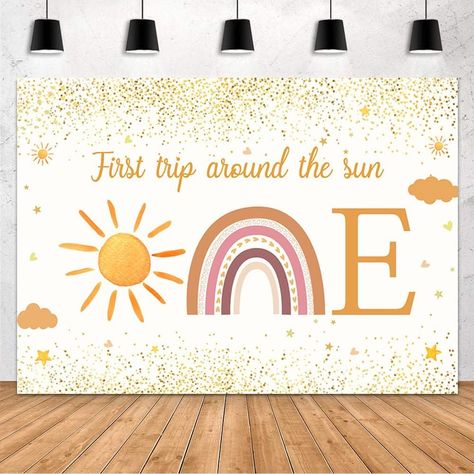 Sun Backdrop, 1 Year Birthday Party Ideas, Banner Photography, Sunshine First Birthday, First Birthday Photography, 1st Birthday Banner, Valentines Baby Shower, Rainbow First Birthday, Unique Themes