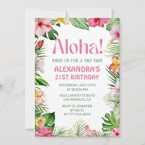 21st birthday invitations Tropical Party Tiki Time 21st Birthday Party Invitations, 65th Birthday Invitations, 75th Birthday Invitations, 90th Birthday Invitations, 70th Birthday Invitations, 80th Birthday Invitations, 21st Birthday Party, 33rd Birthday, 16th Birthday Invitations