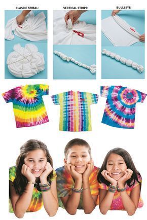 Learn different tie dye patterns and techniques. Great craft for summer time! Different Tie Dye Patterns, Craft For Summer, Tie Dye Folding Techniques, Tie Dye Shirts Patterns, Tye Dye Patterns, Diy Tie Dye Designs, Tie Dye Patterns Diy, Diy Tie Dye Shirts, Tie Dye Party