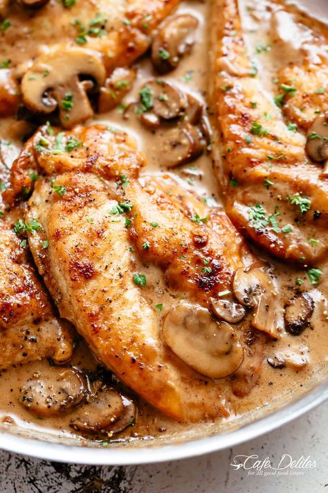 Cafe Delites - for good food lovers Marsala Gravy, Creamy Chicken Marsala, Easy Creamy Chicken, Mushroom Wine Sauce, Chicken Marsala Easy, Marsala Chicken Recipes, Chicken Breast Recipes Easy, Chicken Marsala, Delicious Dinner Recipes