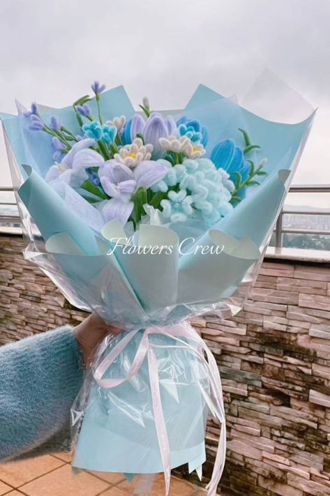 Teacher Appreciate Gift Flower Bouquet For Him, Mix Flower Bouquet, Bouquet For Him, Paper Flower Bouquet Diy, Blue Flower Bouquet, International Children's Day, Blue Flowers Bouquet, Pipe Cleaner Flowers, Mixed Flowers