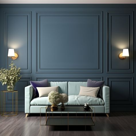 Dark blue sofa living room