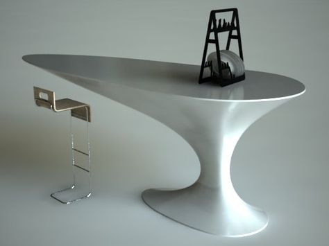 organic modern bar - Google Search Futuristic Table Design, Cantilever Table, Island In Kitchen, Futuristic Table, Futuristic Furniture Design, Futuristic Retro, Futuristic Interior Design, Organic Bar, Space Project