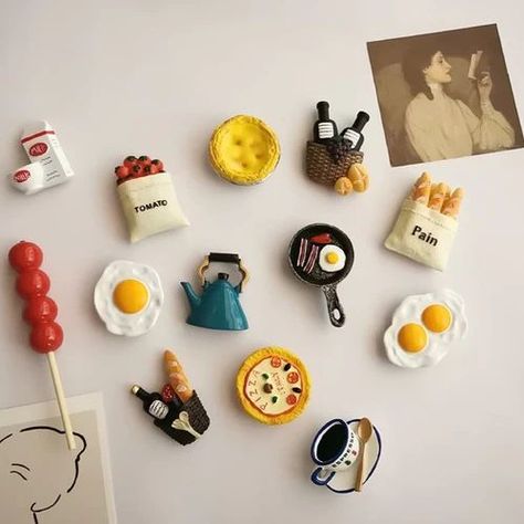 How to Make Adorable Clay Magnets: Step-by-Step Guide Diy Magnets Fridge, Food Magnets, Magnets For Fridge, Resin Magnets, Beautiful Paper Flowers, Cute Magnets, Food Shapes, Clay Magnets, Clay Crafts Air Dry