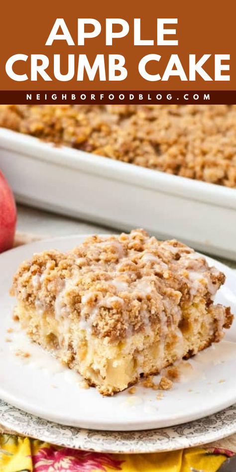 Start your day with an easy fall recipe! This Apple Crumb Coffee Cake recipe features buttery cake topped with buttery crumble topped with apple cider-spiked glaze. Prepare this simple fall dessert perfect accompaniment to a cup of coffee! Apple Crumb Coffee Cake, Apple Cider Desserts, Apple Crumb Cake Recipe, Cake Autumn, Apple Crumb Cake, Apple Coffee Cake, Apple Crumble Cake, Crumb Coffee Cakes, Apple Crumb Cakes