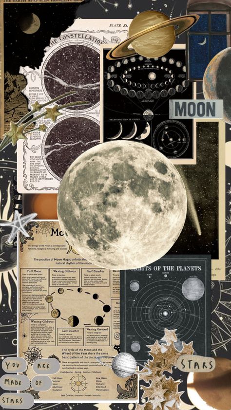 #moon #astrology #planets #space #stars Moon Astrology Aesthetic, Space Lockscreen Aesthetic, Moon Collage Wallpaper, Space Background Aesthetic, Moon Lockscreen Aesthetic, Astrology Wallpaper Aesthetic, Astrology Aesthetic Wallpaper, Aesthetic Space Wallpaper, Planets Background