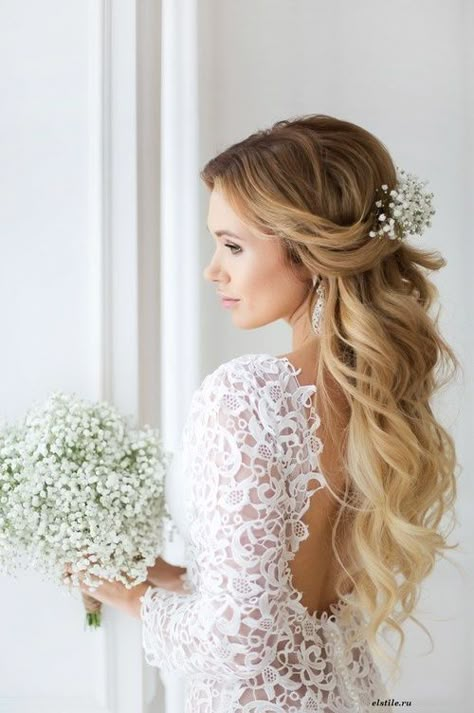 Featured Hairstyle: Elstile; www.elstile.ru; Wedding hairstyle idea. Media Cola, Wedding Haircut, Happy Model, Wedding Gown Styles, Makeup Bride, Wedding Hairstyles Bride, Elegant Wedding Hair, Wedding Hair Ideas, Best Wedding Hairstyles