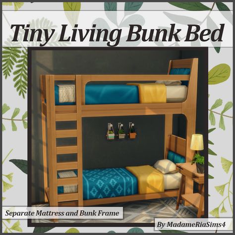 Tiny Living Bunk Bed (Separated) | MadameRia on Patreon Maxis Match Bed, Sims 4 Beds, Muebles Sims 4 Cc, Sims 4 Bedroom, Sims 4 House Building, Sims 4 Children, Sims 4 Mm Cc, Sims 4 House Design, Sims House Design