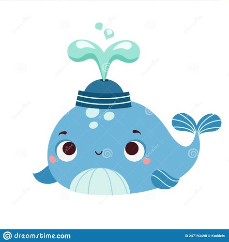 Cute Happy Whale. Cartoon Sea Animal Character for Kids and Children Stock Vector - Illustration of marine, vector: 247193498 Whale Cartoon, Cartoon Sea Animals, Happy Whale, Animal Character, Sailor Hat, Hat Clips, Sea Animal, Cute Happy, Marine Animals