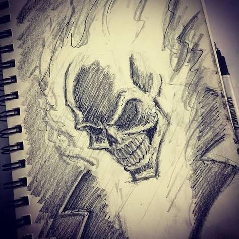 Ghost Rider Painting, Ghost Rider Art, Ghost Rider Drawing, Ghost Rider Tattoo, Superhero Sketches, Knight Drawing, Marvel Art Drawings, Wolverine Art, Scene Drawing