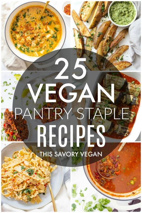 Vegan Pantry Staples, Staple Recipes, Chicken Lentil, Pantry Meals, Pantry Recipes, Dessert Snacks, Vegan Enchiladas, Vegan Pantry, Dinner Vegan