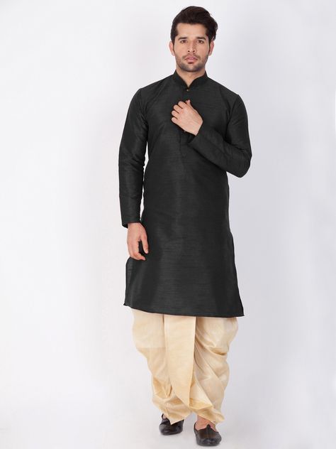 #BlackDhotiKurta #SimpleKurtaforMen #BlackKurta Marriage Suit For Men, Marriage Suits, Kurta With Dhoti, Cotton Silk Fabric, Designer Suits For Men, Silk Bottoms, Festive Collection, Silk Kurta, Party Kleidung