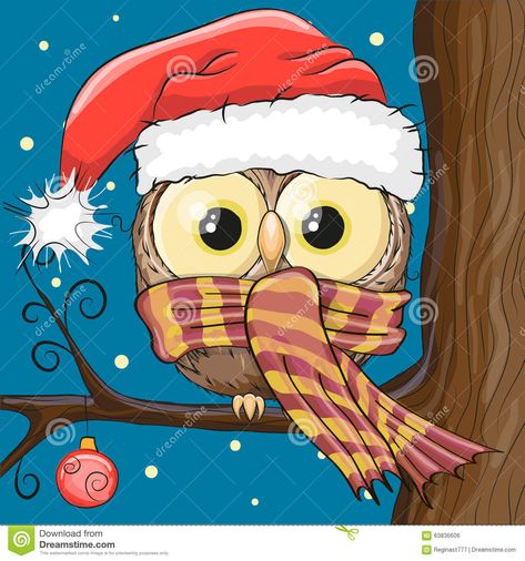 Owl In A Santa Hat - Download From Over 49 Million High Quality Stock Photos, Images, Vectors. Sign up for FREE today. Image: 63836606 Branch Illustration, Cartoon Owl, Owl Cartoon, Christmas Owls, Owl Painting, White Snow, Puzzle Art, Owl Art, Paint By Number Kits