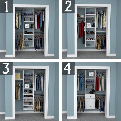 Closet Organization Designs, Closet Small Bedroom, Small Closet Space, Reach In Closet, Closet Design Layout, Closet Renovation, Closet Layout, Small Closets, Closet Remodel