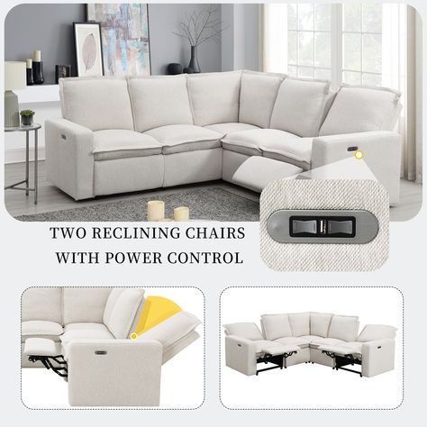 L-Shape Power Recliner Sofas Chairs Home Theater Seating Lazy Couch Versatile Sectional Sofas with USB Port for Livingroom - Bed Bath & Beyond - 39300828 Small Reclining Sectional, Lazyboy Sectional Living Rooms, Lazy Couch, Recliner Sofas, Tv Sofa, Daybed With Drawers, House Redesign, Corner Sectional Sofa, Soft Chair