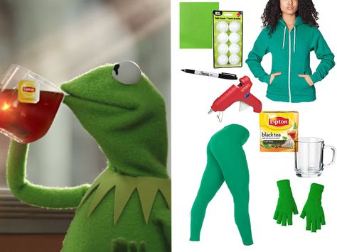 Sip that tea. Vine Costumes, Memes Costumes, Meme Day Costumes, Tacky Day, Kermit Meme, Meme Party, Meme Costume, School Spirit Week, Homecoming Spirit Week