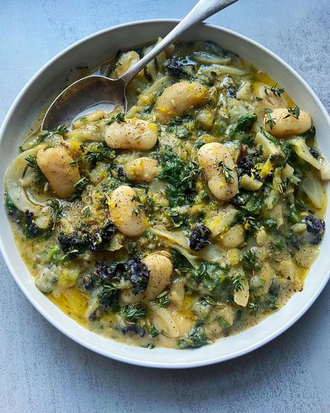 Greens And Beans, Kale Stew, Creamy Beans, Braised Fennel, Beans Stew, Braised Leeks, Braised Kale, Fennel Soup, Fennel Recipes